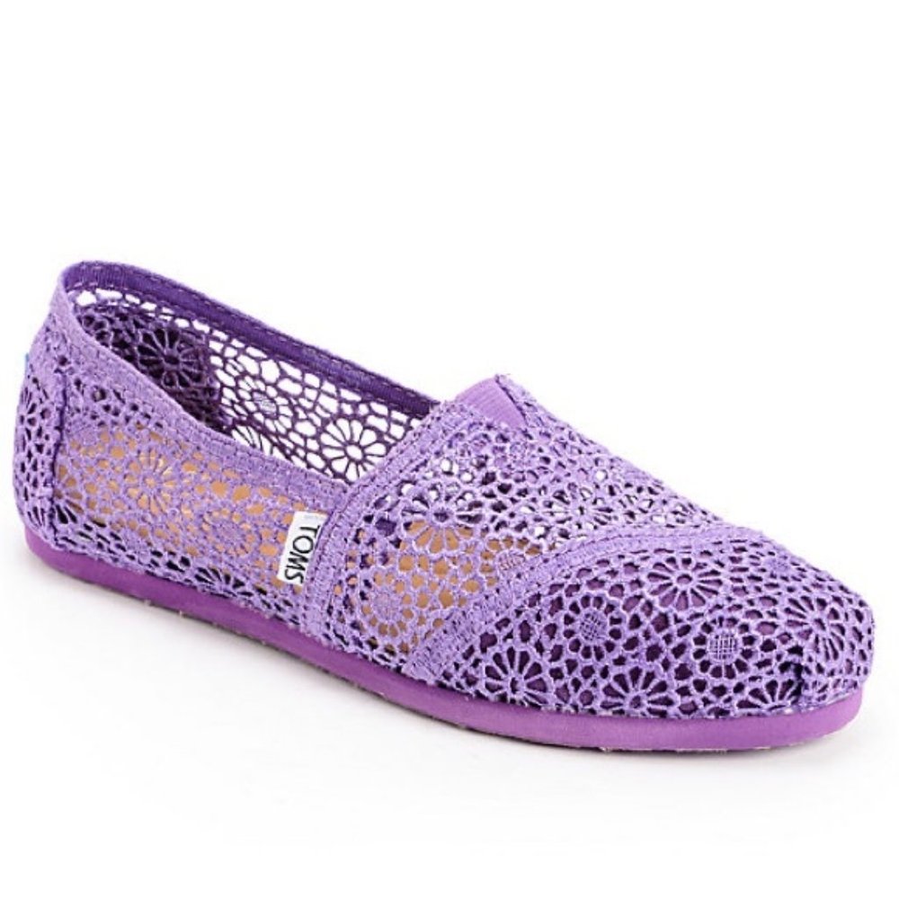 Toms Purple Crochet Lace Slip On Shoes